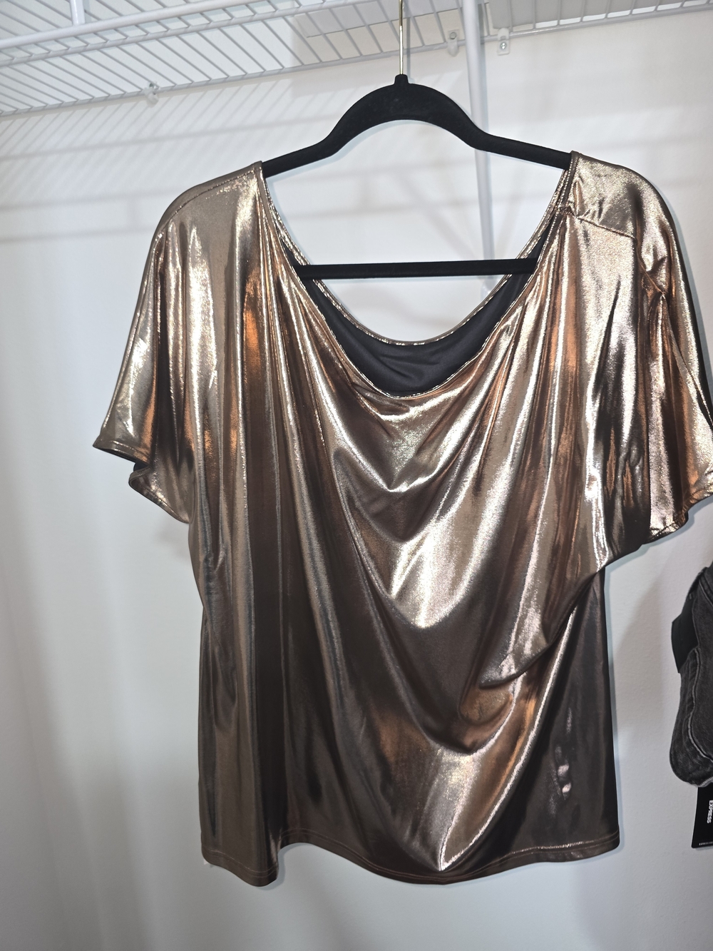 Metallic Bronze Draped Women's Top